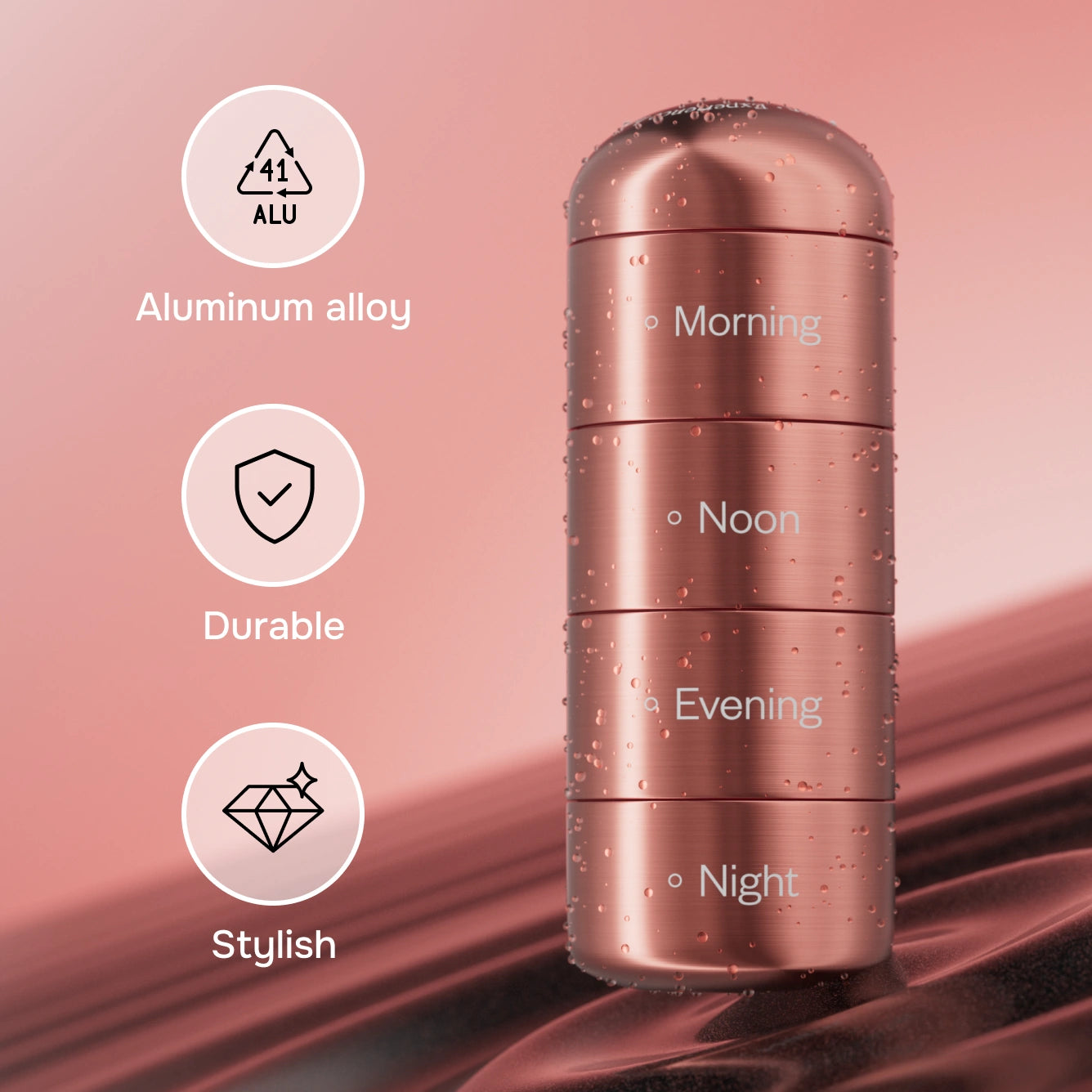 Pill Organizer Rose Gold